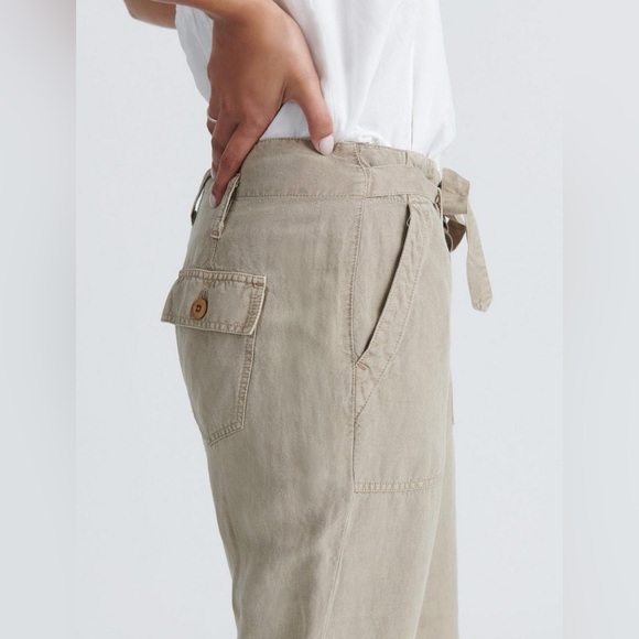 Lucky Brand Soft Utility Boyfriend Tie Waist Linen Pants Beige Size Small 0 /25 - Picture 2 of 16